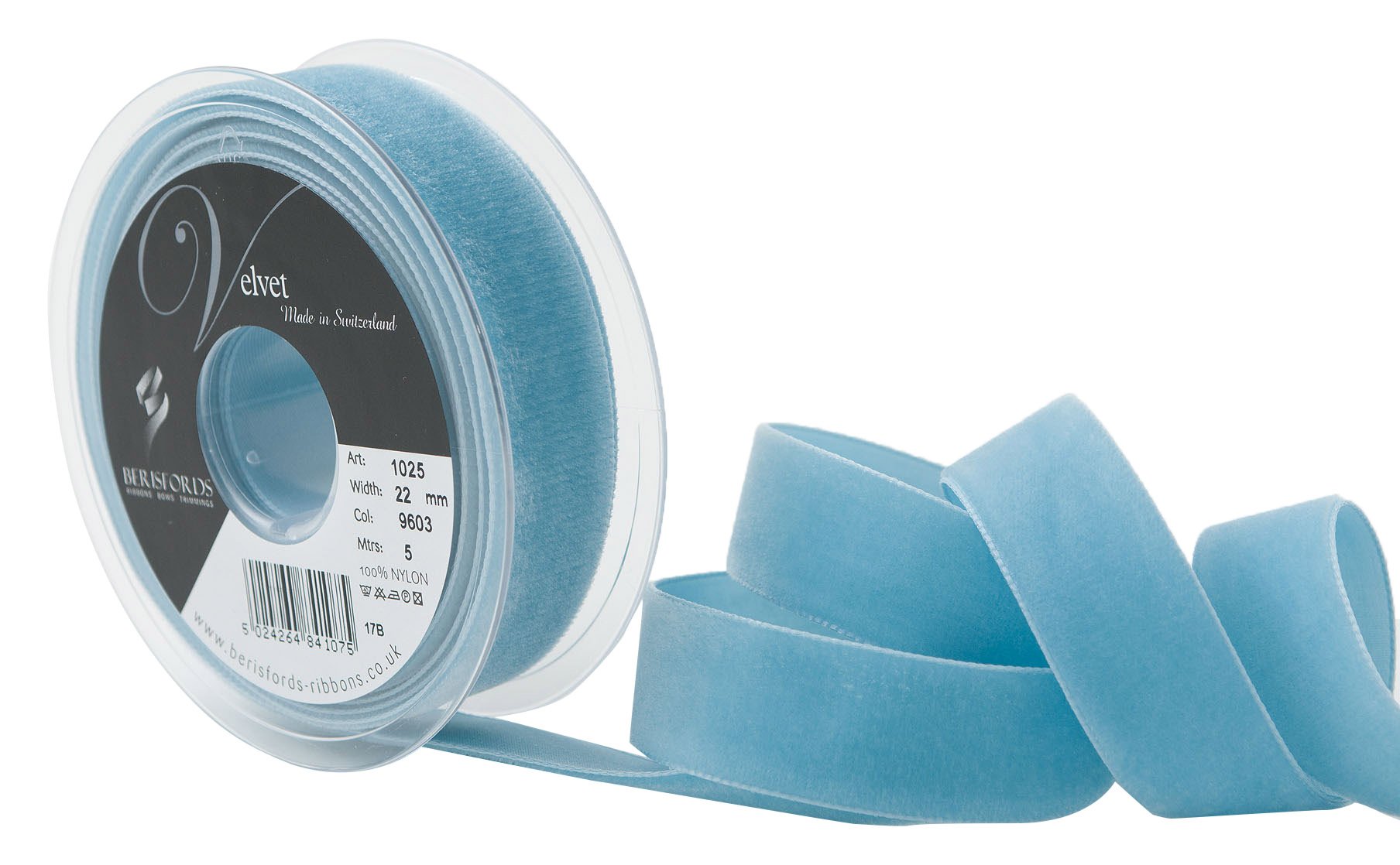 Berisfords Velvet Ribbon, Blue Note, 102 x 30 x 102 cm