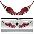 Dickno 2PCS Angel Wings Car Stickers, 3D Alloy Metal Angel Hawk Eagle Wings Emblem Badge Decal, Anti-Collision Auto Body Logo Sticker, Universal Vehicle Exterior Decor Accessories (Red)
