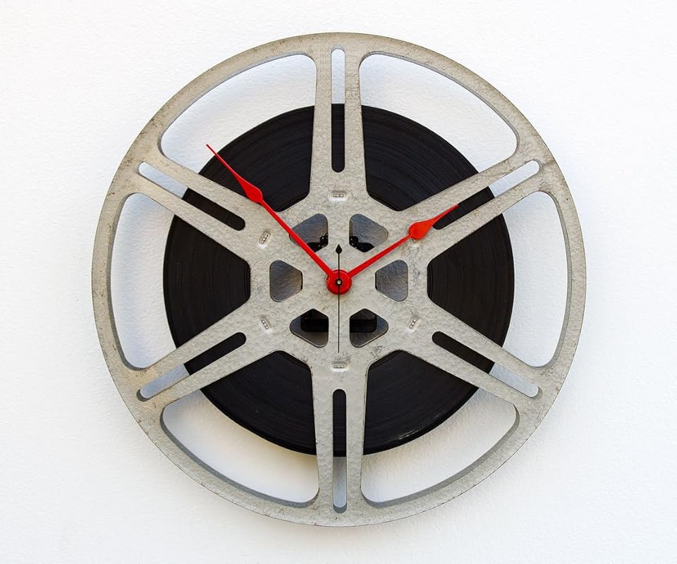 Movie Reel Clock, recycled motion picture reel, movie lovers clock, theater clock