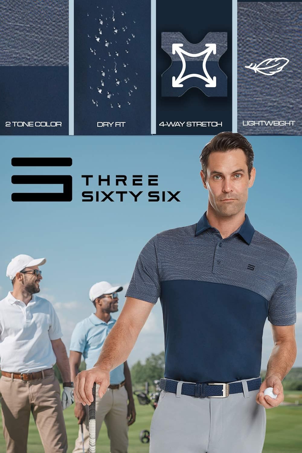 Three Sixty Six Quick Dry Golf Shirts for Men - Moisture Wicking Short-Sleeve Casual Polo Shirt : Clothing