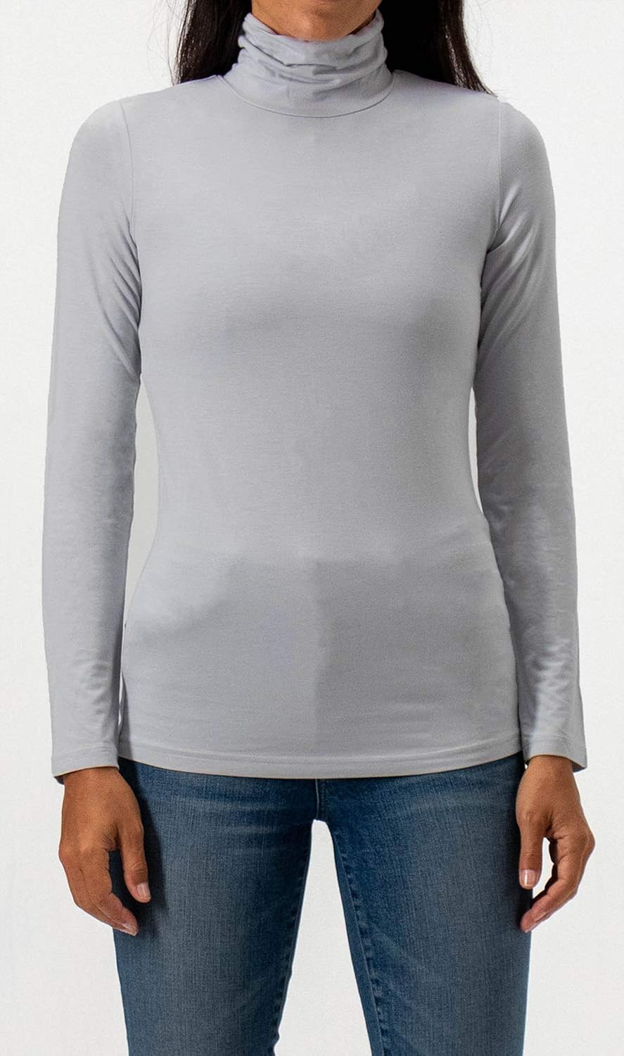 DEVOPS Womens 2-Pack Long Sleeve Mock Turtleneck Stretch Fitted Shirts at  Women’s Clothing store