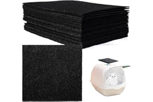 15 Pcs Cat Litter Box Charcoal Filter 6Inch x 6.5Inch for Hooded Tray, Boxes and Pans - Carbon Odor Control, Black