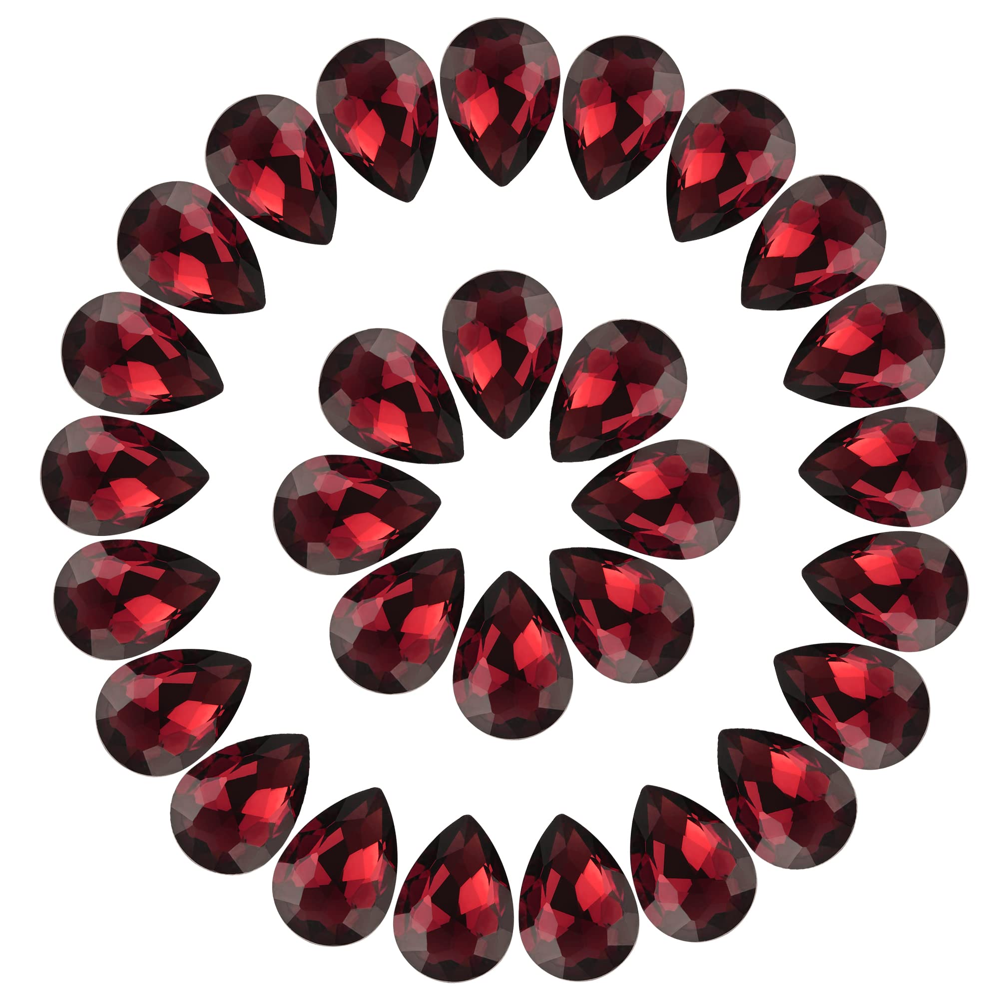 Jyukan DIY Teardrop Crystal AB Resin Rhinestone Pointback Glass Faceted Jewelry Making Craft (50Pcs)