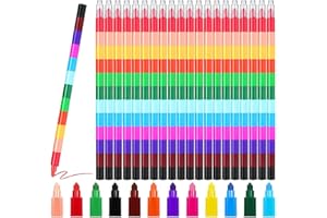 Lot de 30 crayons empilables - 12 couleurs - Arc-en-ciel - Mini dessin - Fournitures de fête - Fournitures de bureau