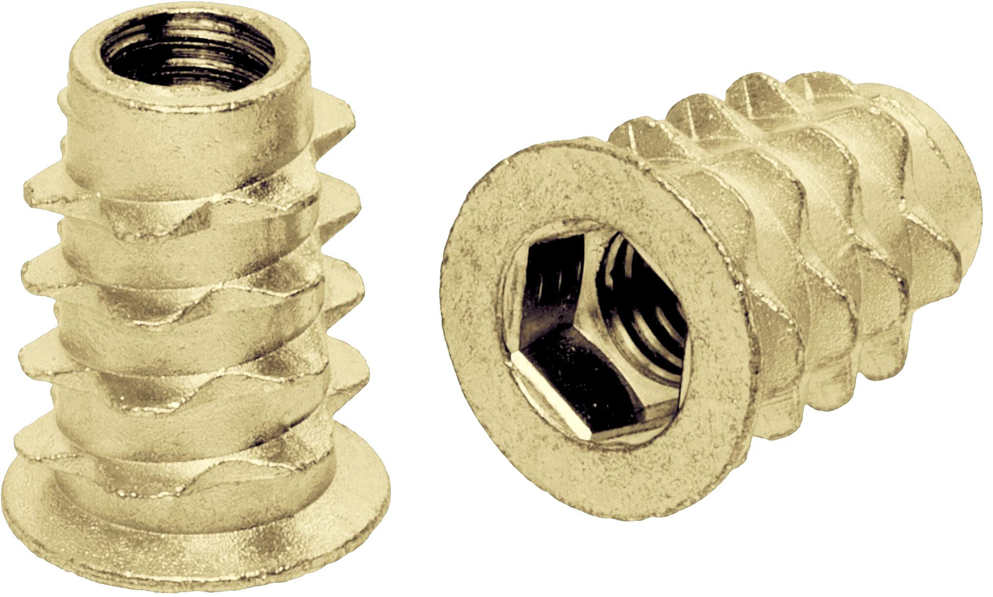 (M6 x 20mm) Wood Furniture Yellow Zinc Insert Nut With Hex Socket And Collar E Type (Pack of 20) C08D