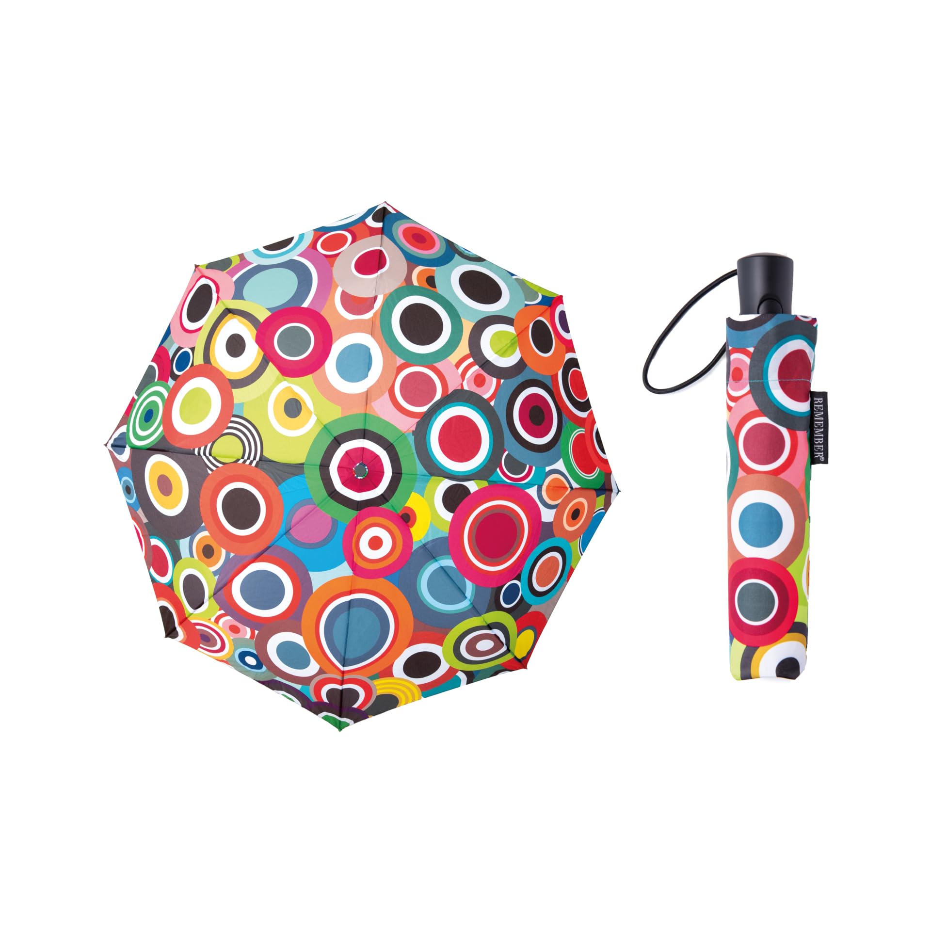 Remember Rondo Colourful Pocket Umbrella - Provides a Good Mood on Dull Days - Stormproof and Windproof, Small and Light