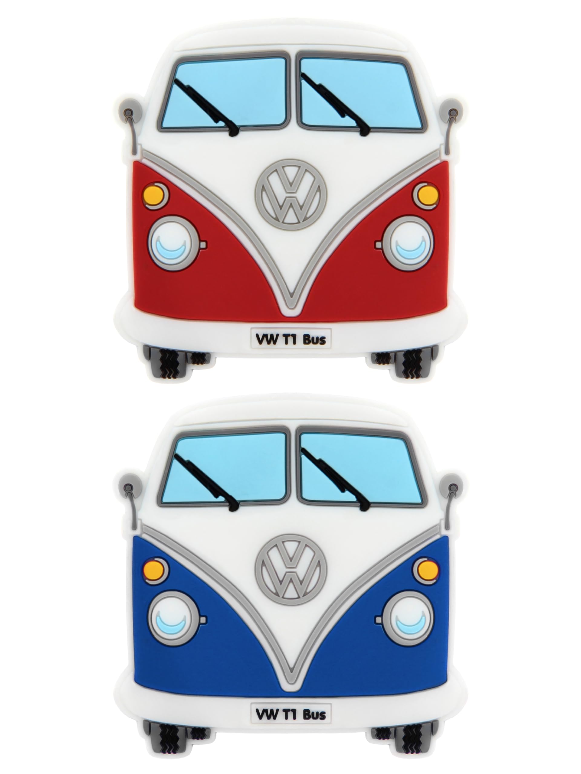 BRISA VW Collection - Volkswagen T1 Camper Bus rubber magnet - front, fridge magnet, magnets for fridge, magnetic board, whiteboard, pin board (set of 2, blue & red)