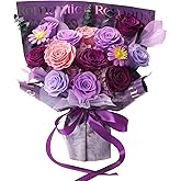 Lovenfold Flowers for Delivery Birthday Flowers Gift for Her,Preserved Flowers Bouquet 12 Roses Mixed Bouquet,Rose Gifts for Women Mom Grandma(Mixed 12 Lilac Roses)