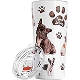 Greenline Goods French Bulldog Insulated Tumbler With Lid 20 oz - Perfect For Dog Moms, Dads, Lovers - French Bulldog Insulated Mug - Tumbler Dog Breed Design - Hand Wash Preferred Non-Slip Base