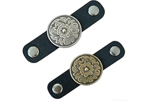 LIANCHI 2PCS Western Bandana Turquoise Neckchief Slides Clasp 2 Styles Solid Color PU Leather Scarf Holder Buckle Handmade Vi