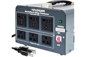 Yinleader 5000 Step Up/Down Transformer Converter 110/120 Volt - 220/240 Volt w/US Power Cord,Circuit Breaker Protection (Grey)
