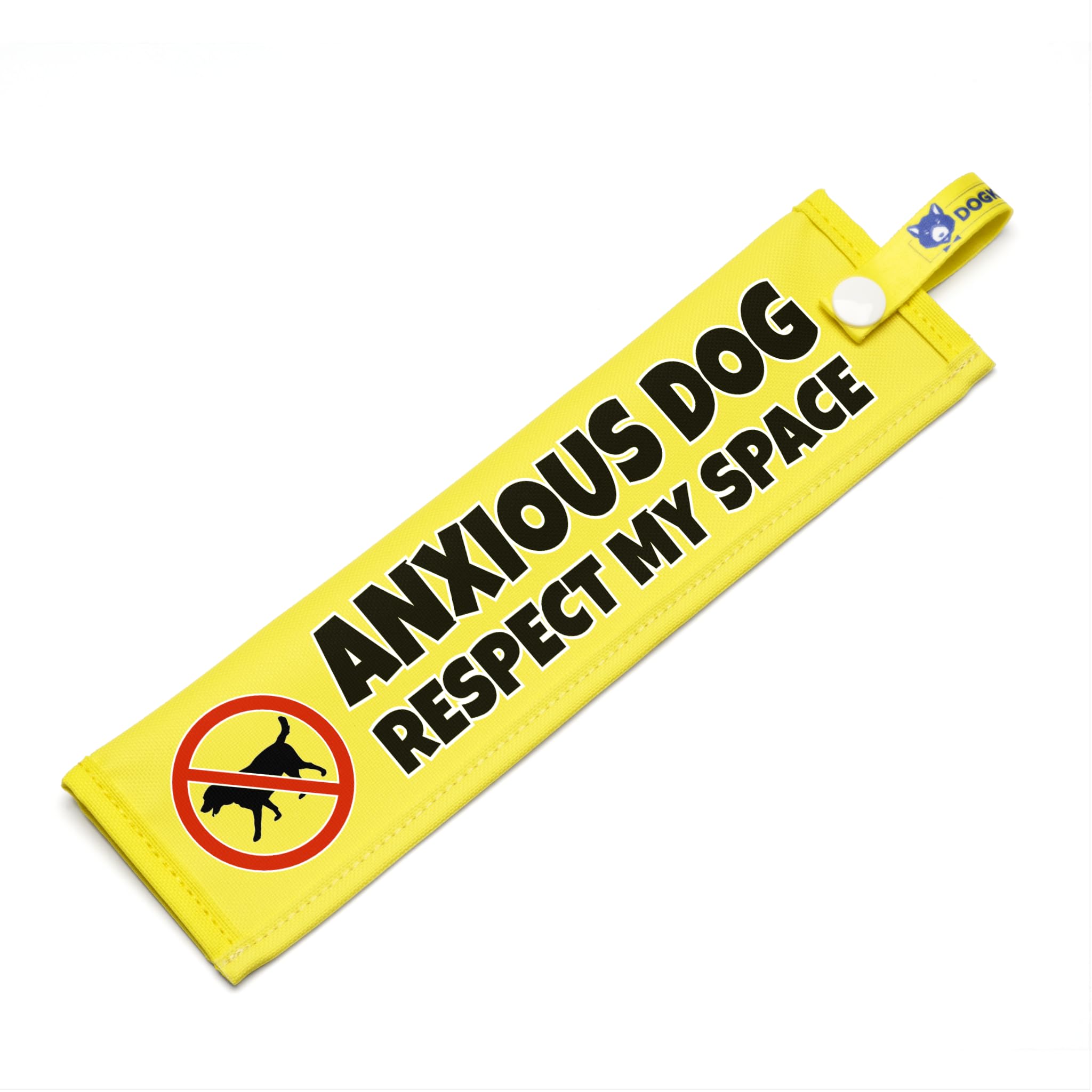 Anxious Dog - Respect My Space – Reactive & Nervous Warning Sign – High Visibility Space Awareness Dog Lead Sleeve – Waterproof Training Aid with Snap Attachment (No Dogs Sign)