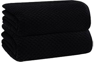 COTTON CRAFT Oversized Waffle Bath Sheets - 2 Pack Big & Tall 32 x 89 Luxury Euro Spa Waffle Weave Bath Sheet Towels - 100% Ringspun Cotton 450 GSM XXL Absorbent Quick Dry Shower Spa Towel - Black