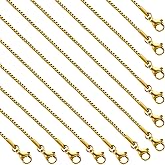 SMYHTGLIF 12 Pack Gold Box Necklace Chain Bulk Stainless Steel Craft Women and Men Necklace Chain for Jewelry Making
