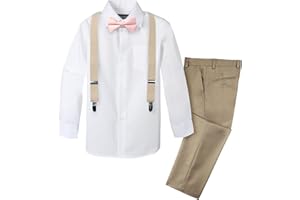 Spring Notion Boys' 4-Piece Suspender Outfit, Customizable Option Available