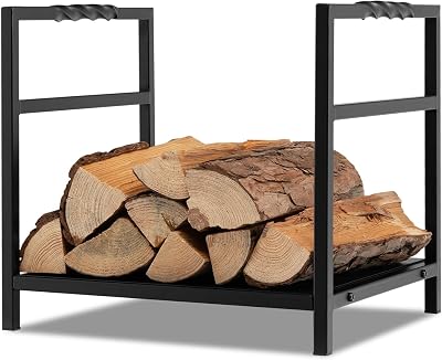 TANGZON Heavy Duty Steel Firewood Rack, Indoor Outdoor Log Holder 40x34x36cm