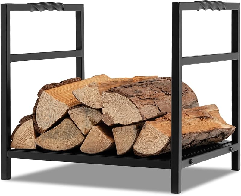 TANGZON Heavy Duty Steel Firewood Rack, Indoor Outdoor Log Holder 40x34x36cm