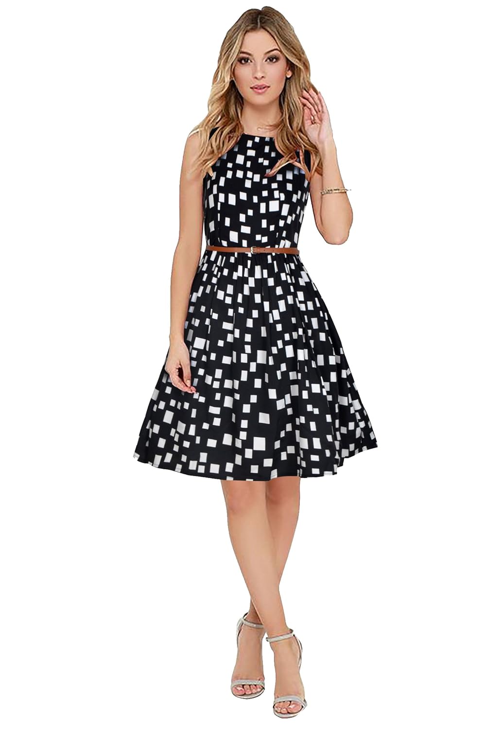 purvaja women's crepe skater dress (black)
