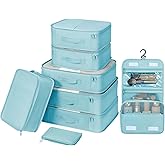 DIMJ Packing Cubes for Travel - Organizer Bags Set for Carry on Suitcase Lightweight Travel Cubes for luggage with Large Toiletries Bag (Blue)