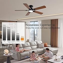 GJeg Ceiling Fans with Lights, 52 Inch Low Profile