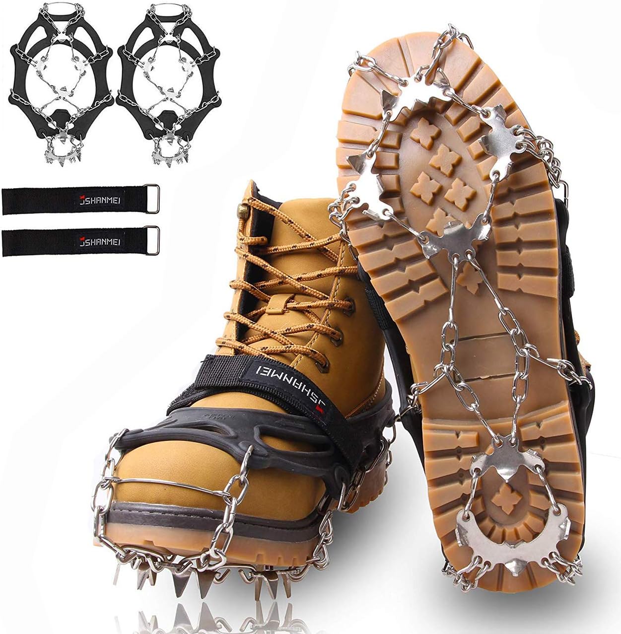 Ice Cleats Walk Traction Cleats Crampons for Hiking Boots Snow Shoes, Non Sli...
