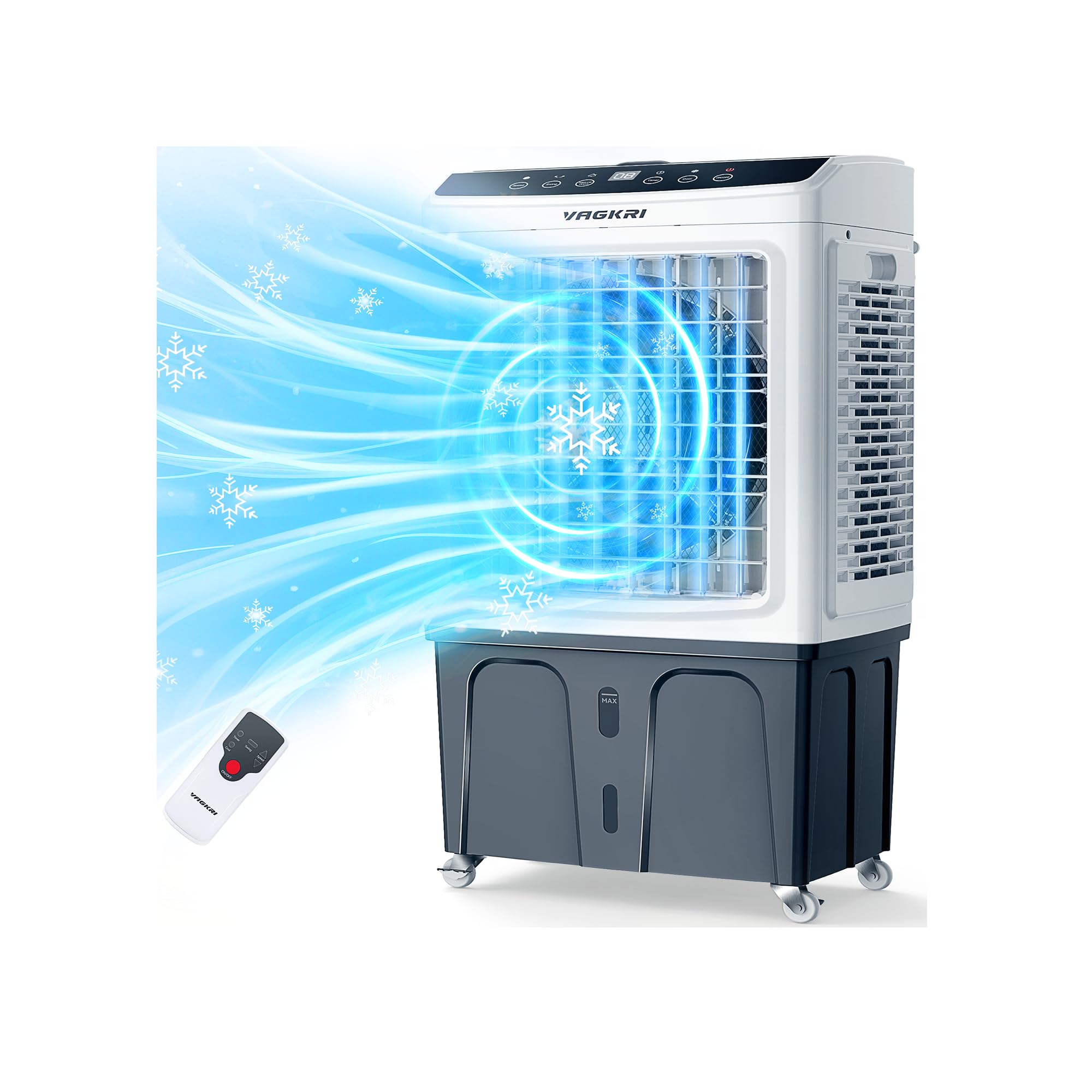 Photo 1 of VAGKRI 35" Evaporative Air Cooler, 2800CFM Swamp Cooler, 120°Oscillation Air Cooler with Remote Control, 24H Timer, 3 Modes & Wind Speeds for Outdoor Indoor Use, 9.2Gallon