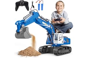 UNIH Remote Control Excavator Toys for Boys,12 Channels 2.4G RC Excavators Boy Toys for 4 5 6 7 8 9 Year Old, 1/14 Scale Ideal Xmas and Birthday Toys for 4+ Year Old Boy