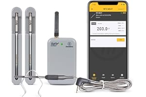 ThermoWorks RFX | Smart Wireless Meat Thermometer | Wi-Fi & Radio Frequency | Stronger Signal Than Bluetooth | Meat Probe for Use in Smoker, Grill, BBQ, Oven - 2-Probe Kit