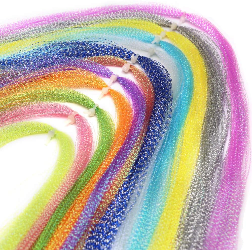 YZD Colorful Crystal Flash Fly Fishing Line 12 Packs Fly Tying Material for Make Fishing Lure Dry Wet Streamers Flies