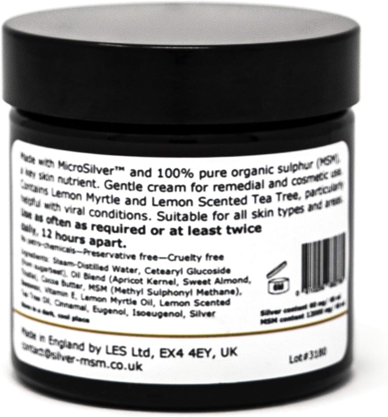 Silver-MSM Cream with Lemon Myrtle and Lemon Scented Tea Tree Essential Oils - 60 ml, 60 ml (Pack of 1) - Image 3