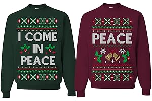 Wild Bobby I Come in Peace Funny Matching His and Hers Couples Sweatshirt Ugly Christmas Matching Couple Crewneck Sweater