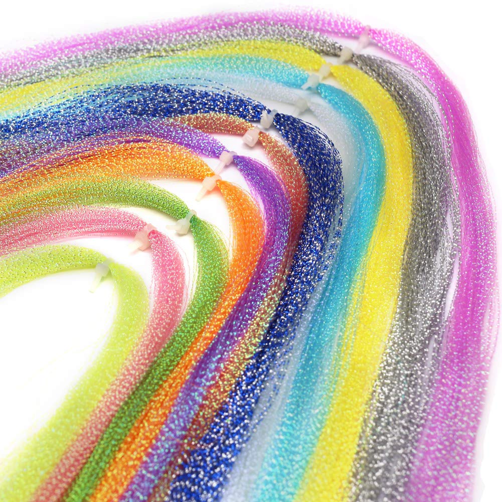 Colorful Crystal Flash Fly Fishing Line 12 Packs Fly Tying Material for Make Fishing Lure Dry Wet Streamers Flies