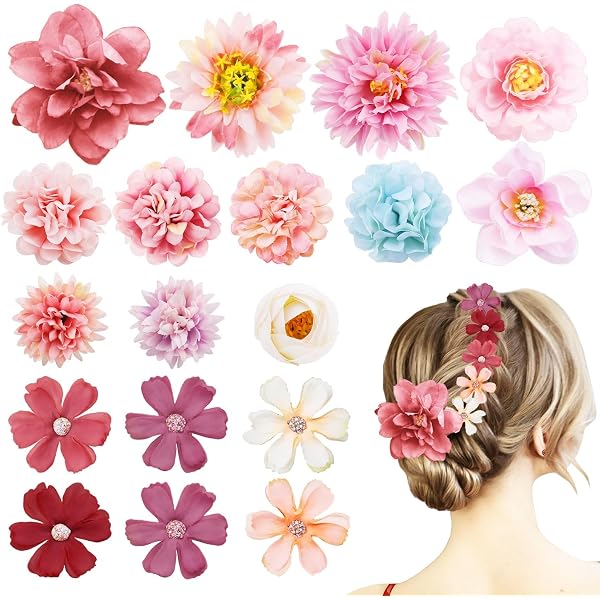Haarspangen Mit Rosenblüten 9 Stück – Weiße Baumwollblumen Mit Krokodilklemme – Für Hochzeit, Party, Braut