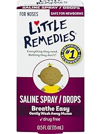 Little Remedies Saline Spray and Dropper | 0.5 oz | Pack of 1 | For Noses to Breathe Easily | Gently Wash Away Mucus | Newborn Safe