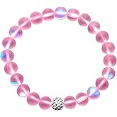 HOPE INSPIRED Mystic Mermaid Bracelet with 8 mm Pink Dazzling Glass Moonstone Beads