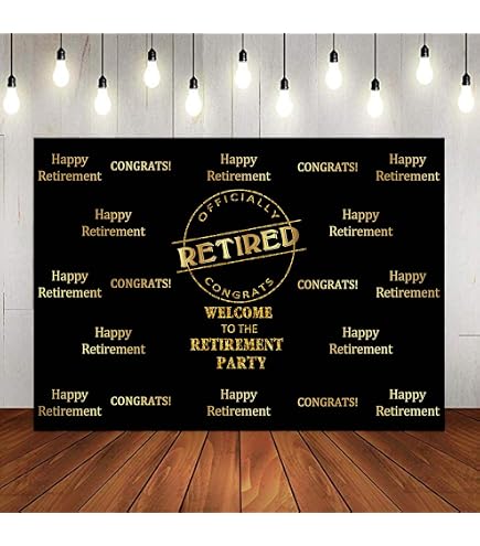 Runder Fotohintergrund „Happy Retirement“ – 1,8m, Schwarz-gold Mit Glitzer – Für Parties & Fotobox