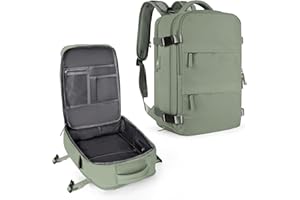 coowoz Large Travel Backpack For Women Men,Carry On Backpack Flight Approved,Hiking Backpack Waterproof Outdoor Rucksack Casual Daypack Fit 15.6 Inch Laptop Shoes Compartment (Gray Green-L)