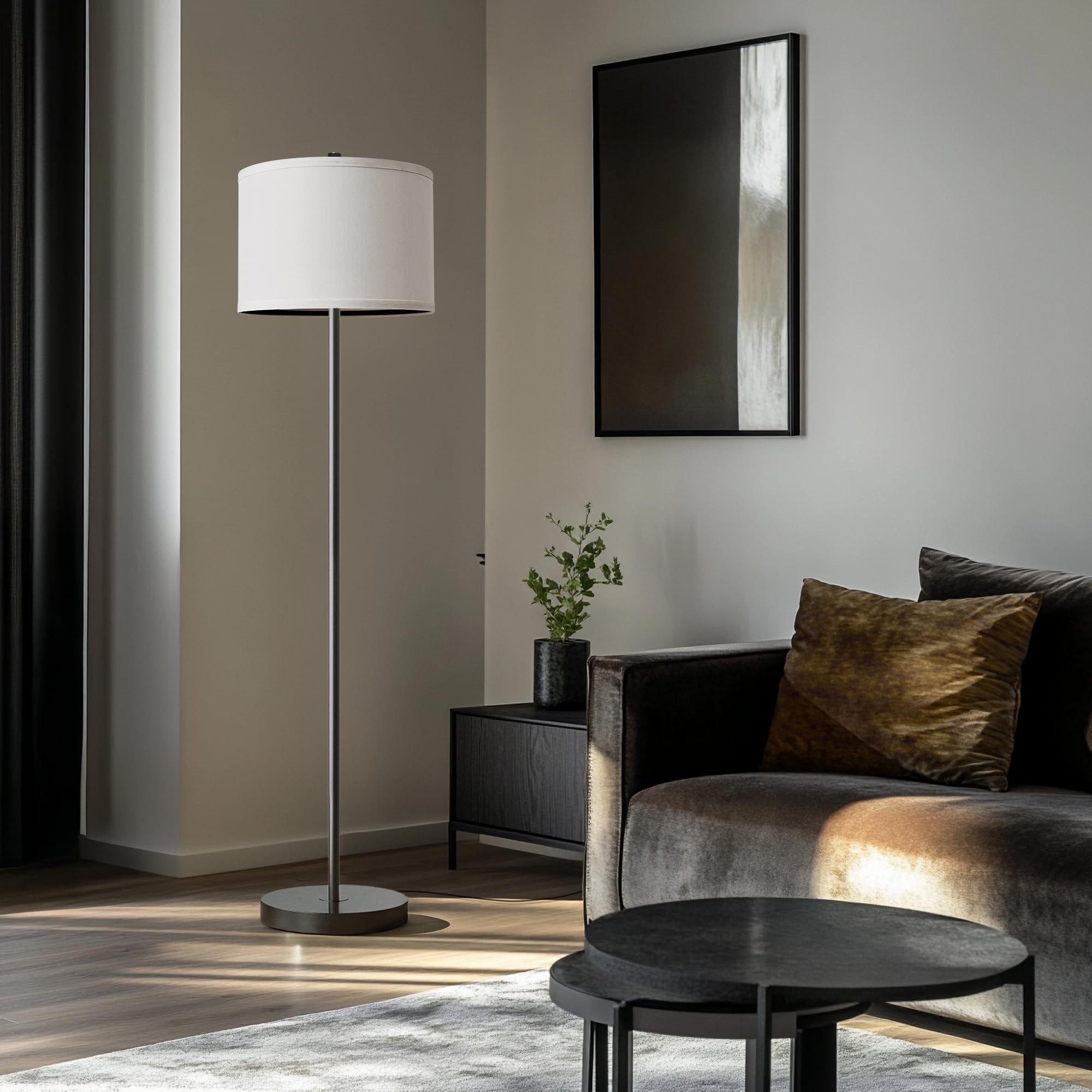 Photo 1 of ** MISSING PIECES** Oneach 61" Farmhouse Industrial Floor Lamp for Living Room Standing Floor Lamp Rustic Floor Lamps for Living Room Bedroom Tall Lamps with Rotary Switch for Bedroom with White Linen Lamp Shade