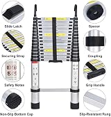 Royalswill 5M Telescopic Ladder with Hooks 16.5FT Aluminium Extension Ladder view 2