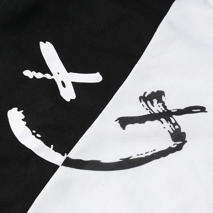 color block smile face hoodie