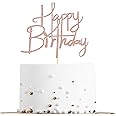 Sotpot Happy Birthday Cake Topper Rose Gold Glitter Happy Birthday Cake Picks Party Cake Decoration Supplies for Anniversary/Birthday