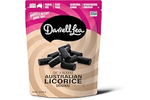 Darrell Lea Soft Australian Licorice, Original Black Flavor, 7 Ounce Bag (Pack of 1) | Non-GMO, No Palm Oil, Plant Based, No High Fructose Corn Syrup | Soft & Chewy Licorice Candy, Made in Australia