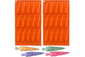 2-Pack Carrot Chocolate Molds, Easter Silicone Candy Molds Cute Carrot Shape Ice Cube Resin Mold for Soap Candle Cupcake Deco