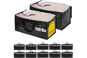 DEMIWISE 10 Pack Waterproof Moving Bags with Strong Zippers and Reinforced Handles, Real 100lb Capacity Extra Heavy Duty Large Storage Totes for Packing & Moving Storing, Alternative to Moving Boxes -95L,Black
