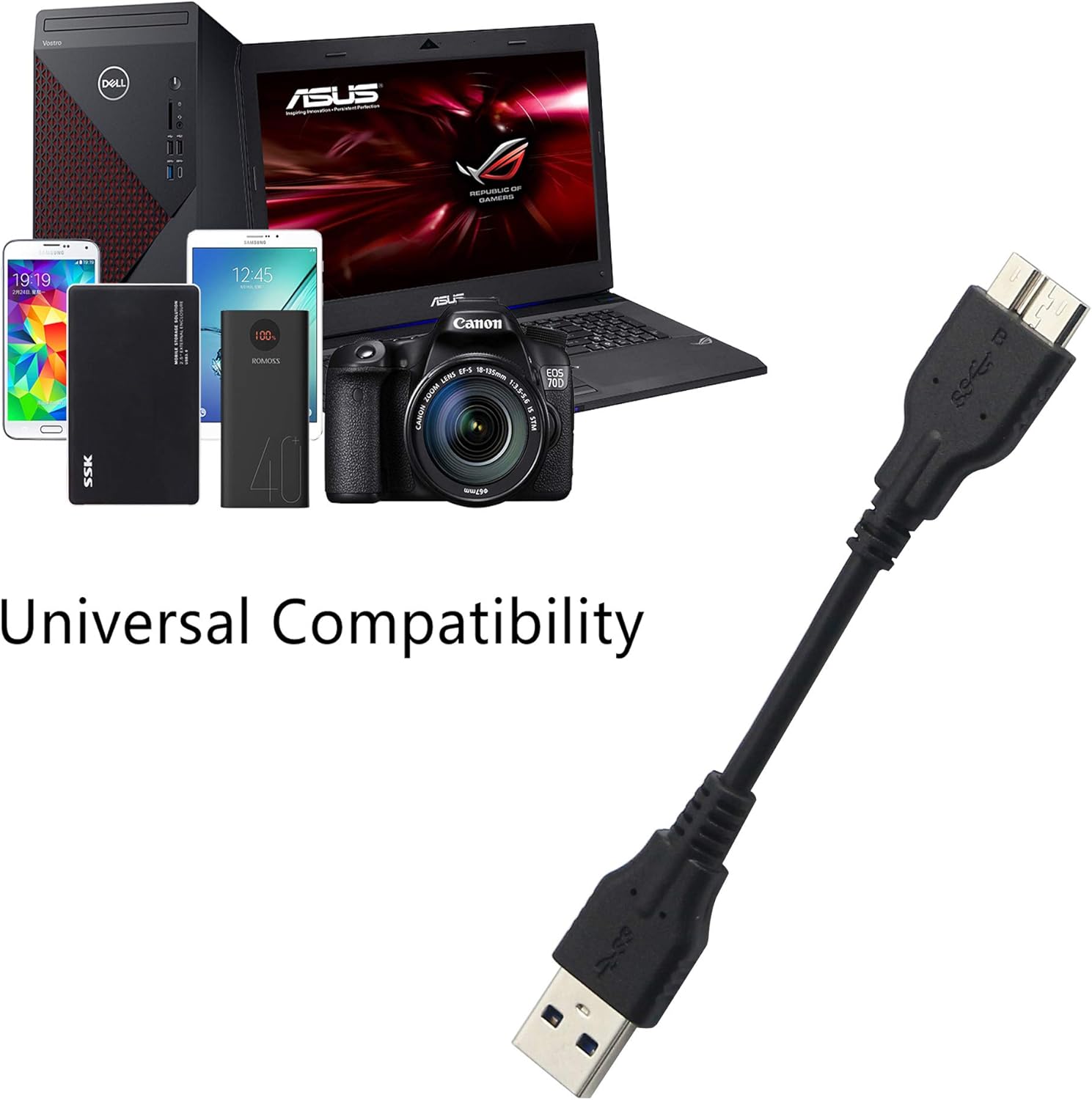 YAODHAOD Hard Drive Cable USB A 3.0 to Micro 3.0 Cable 10CM - Image 4