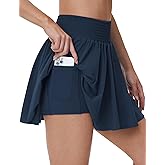 THE GYM PEOPLE Women's Flowy Tennis Skorts High Waisted Pleated Athletic Golf Skirts Built-in Shorts with Pockets