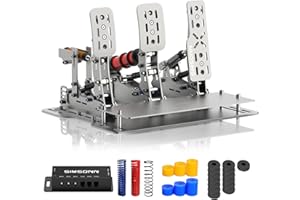 SIMSONN Plus X Pedals Sim Racing Pedals PC Racing Simulator Pressure Sensor Load Cell HE Hydraulic Pedal Support Haptic Reactor (Plus X-P3-H3-Plate)