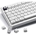 XVX Cute Cat Keycaps, Mao Profile White PBT Keycaps, 143 Keys Meow Meow Keyboard Keycap Sets Compatible with 65% 75% 96% 100% Cherry Gateron MX Switches Mechanical Gaming Keyboard
