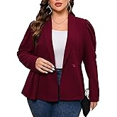 ShopWonder Womens Plus Size Blazers Business Casual Knit Blazer for Work Long Sleeve Shawl Lapel Blazer Suit Jackets