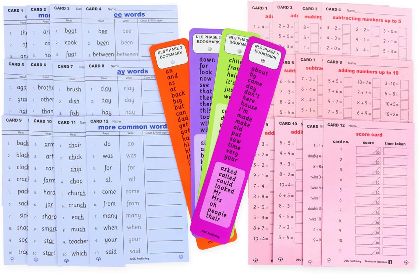 Common Word Spelling cards, Bookmarks and Mental Maths Cards